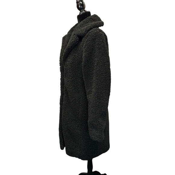 J.Crew Teddy Sherpa Coat Black Longline Button Front Size Small Women’s - Picture 5 of 10